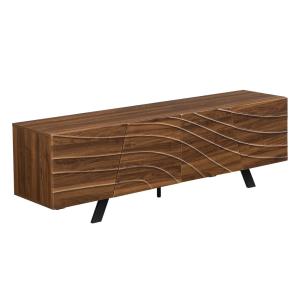 Meuble TV en bois avec portes sculptées et rangements