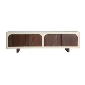 Meuble tv en bois d´acacia blanc cassé  en 180x40x50 cm