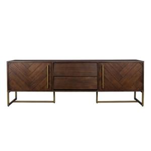 Meuble TV en bois d'acacia et laiton