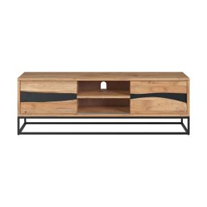 Meuble TV en bois d'acacia massif et métal 140 cm