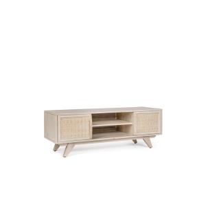Meuble TV en bois de manguier blanchi 2 portes 2 niches