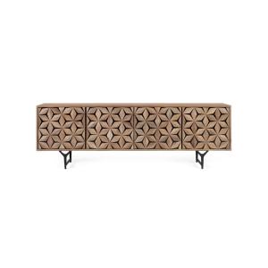 Meuble TV en bois de manguier fait main avec 4 portes 177 cm