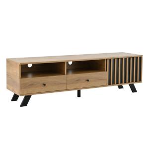 Meuble TV en bois effet chêne et noir Design moderne