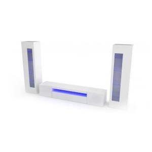 Meuble TV en bois laqué blanc brillant