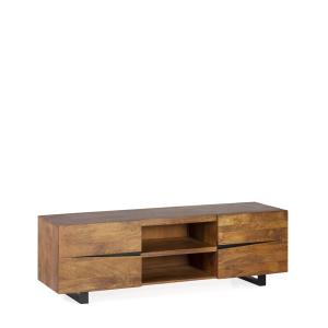Meuble TV en bois marron et métal L 160 cm
