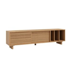 Meuble TV en bois massif verni en couleur chêne 170 cm