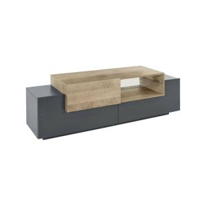 Meuble TV en Bois Noir Anthracite