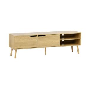 Meuble TV en MDF effet frêne, 2 portes, 160 cm