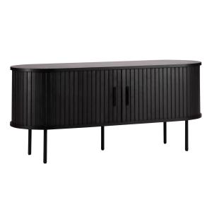 Meuble TV en mélaminé et acier 120 cm noir