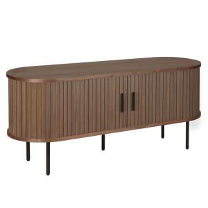 Meuble TV en mélaminé et acier 120 cm noyer