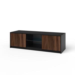 Meuble TV en mélamine et MDF noir/chêne Rio