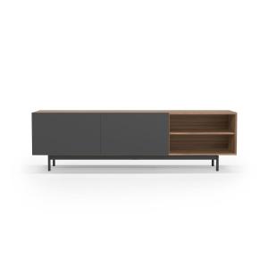 Meuble TV en mélaminé noyer et graphite pieds graphite 52x1…
