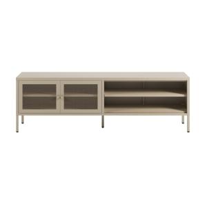 Meuble TV en métal beige 2 portes, 160 cm