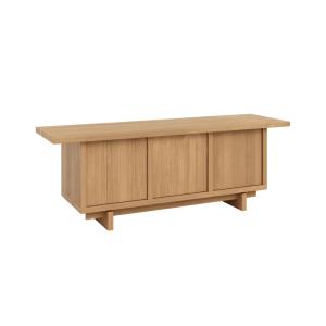 Meuble TV en pin massif verni en couleur chêne 148 cm