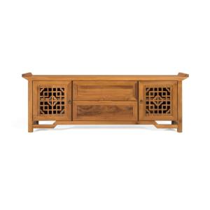 Meuble TV en teck massif avec deux portes 180 cm