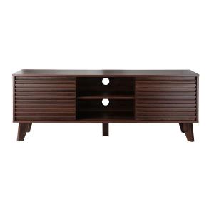 Meuble TV façades effet bois rainurés L140 cm