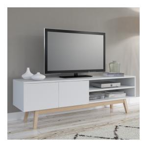 Meuble TV HOME 160cm 2 portes 1 niche / Blanc