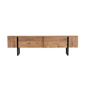 Meuble tv industriel avec placards bois et noir 180cm