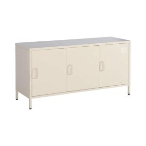 Meuble tv industriel métal crème 3 portes 120cm