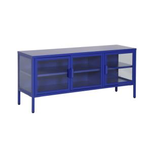 Meuble tv industriel métal et verre trempé 3 portes 120cm b…