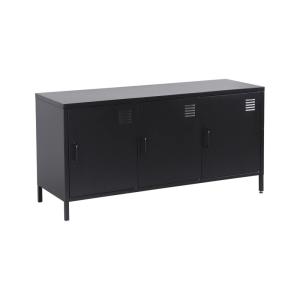 Meuble tv industriel métal noir 3 portes 120cm