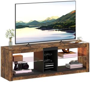 Meuble tv led bois marron