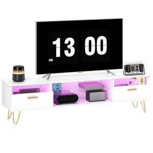 Meuble TV LED RGB de 16 couleurs 2 tiroirs étagère ouverte…