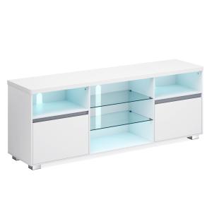 Meuble tv longueur 160 cm 2 portes effet bois blanc