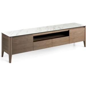 Meuble TV Marbre Bois foncé