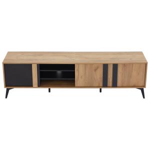Meuble TV marron rustique effet bois et noir