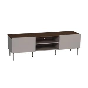 Meuble tv métal et décor bois 140cm gris et noyer