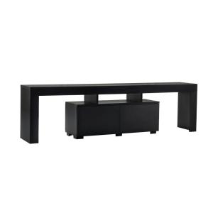 Meuble TV moderne 180 cm 2 portes décor bois noir