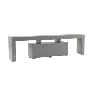 Meuble TV moderne 180 cm 2 portes décor gris laqué