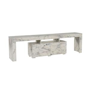 Meuble TV moderne 180 cm 2 portes décor marbre