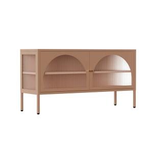 Meuble TV moderne 2 portes L115 cm en métal marron