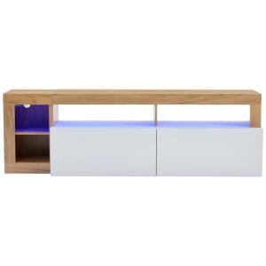 Meuble TV moderne effet bois et blanc 2 portes battantes av…
