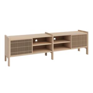 Meuble TV moyen en pin massif 201,4 cm Verni