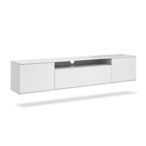 Meuble TV mural 3 portes 180 cm stratifiés blanc