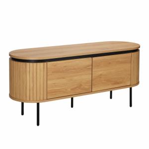 Meuble TV rectangulaire 2 portes L120 cm effet bois clair