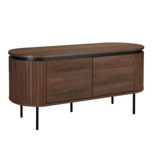 Meuble TV rectangulaire 2 portes L120 cm effet bois foncé