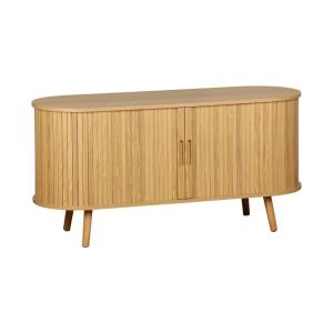 Meuble tv scandinave décor bois rainuré, naturel