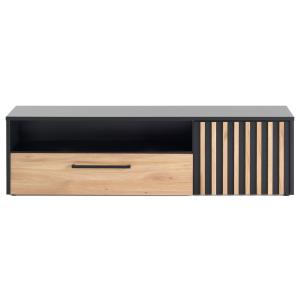 Meuble TV style contemporain 164 cm bois / noir