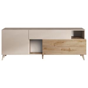 Meuble TV style contemporain 181 cm blanc / beige