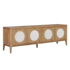 Meuble TV style contemporain, 4 portes en chêne et cannage…