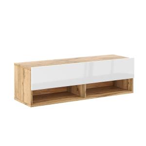 Meuble TV suspendu 1 porte abattant - L100 cm - Chêne artis…