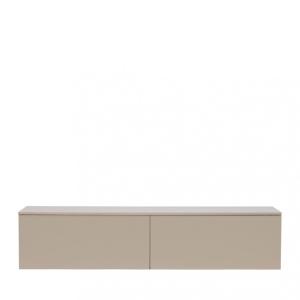 Meuble TV suspendu 2 tiroirs en bois L160cm - Beige