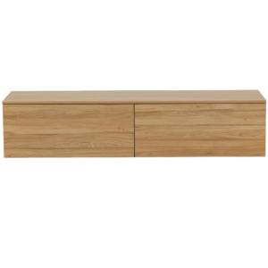 Meuble TV suspendu 2 tiroirs en bois L160cm - Bois clair