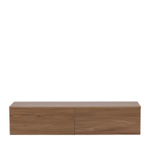 Meuble TV suspendu 2 tiroirs en bois L160cm - Bois foncé