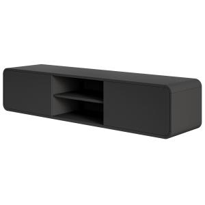 Meuble TV suspendu 2 tiroirs et niche noir 154 cm