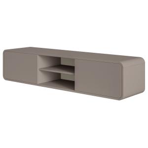 Meuble TV suspendu 2 tiroirs et niche taupe 154 cm
